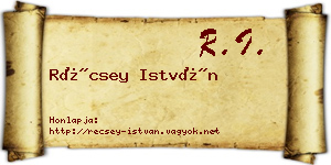 Récsey István névjegykártya